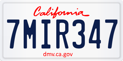 CA license plate 7MIR347