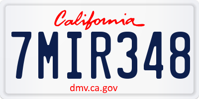 CA license plate 7MIR348