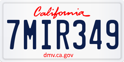 CA license plate 7MIR349