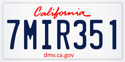 CA license plate 7MIR351