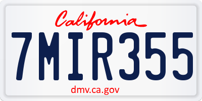 CA license plate 7MIR355