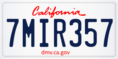 CA license plate 7MIR357