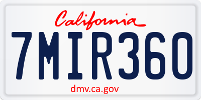 CA license plate 7MIR360
