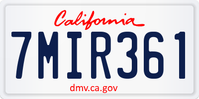 CA license plate 7MIR361