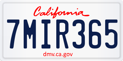 CA license plate 7MIR365