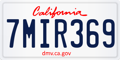 CA license plate 7MIR369