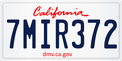 CA license plate 7MIR372
