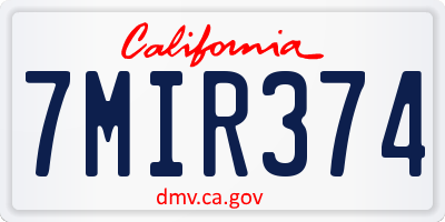 CA license plate 7MIR374