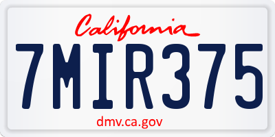 CA license plate 7MIR375