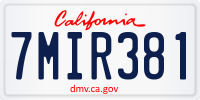 CA license plate 7MIR381
