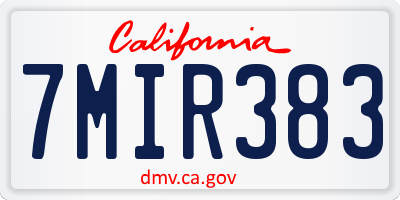 CA license plate 7MIR383