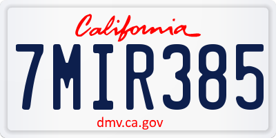 CA license plate 7MIR385