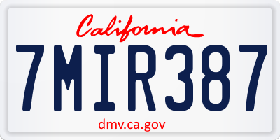 CA license plate 7MIR387