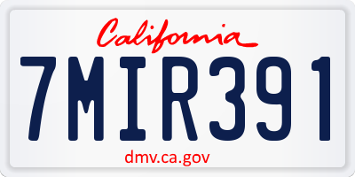 CA license plate 7MIR391