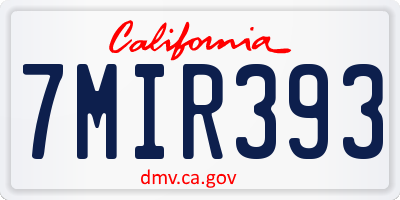 CA license plate 7MIR393