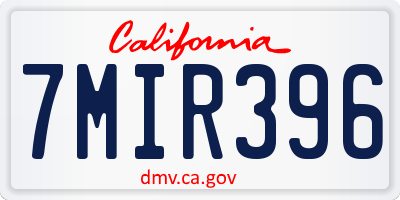 CA license plate 7MIR396