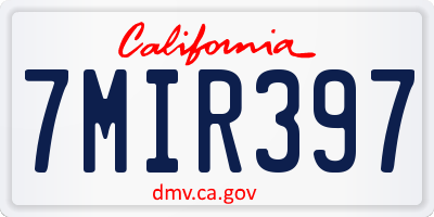 CA license plate 7MIR397