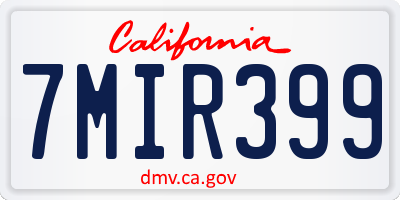 CA license plate 7MIR399