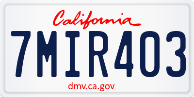 CA license plate 7MIR403