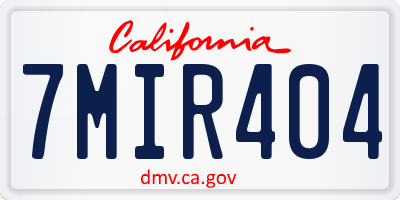 CA license plate 7MIR404