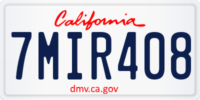 CA license plate 7MIR408