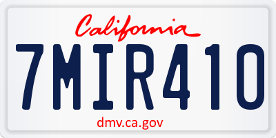 CA license plate 7MIR410