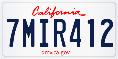 CA license plate 7MIR412