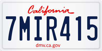 CA license plate 7MIR415