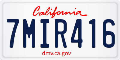 CA license plate 7MIR416