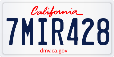 CA license plate 7MIR428
