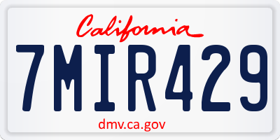 CA license plate 7MIR429