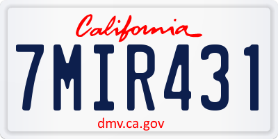 CA license plate 7MIR431