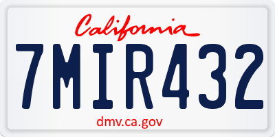 CA license plate 7MIR432