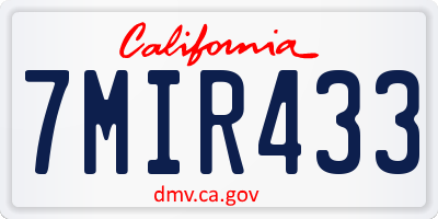 CA license plate 7MIR433