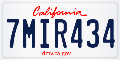 CA license plate 7MIR434