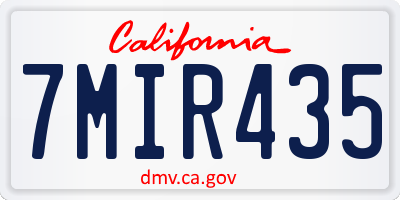 CA license plate 7MIR435