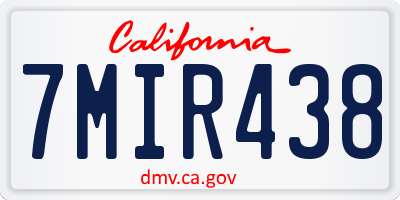 CA license plate 7MIR438