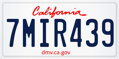 CA license plate 7MIR439