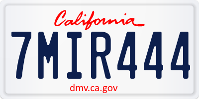 CA license plate 7MIR444