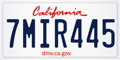 CA license plate 7MIR445