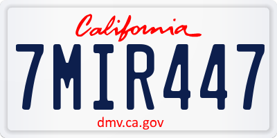 CA license plate 7MIR447