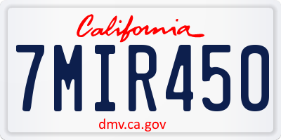 CA license plate 7MIR450
