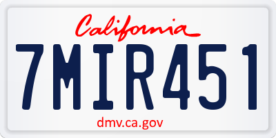 CA license plate 7MIR451