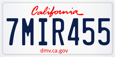 CA license plate 7MIR455