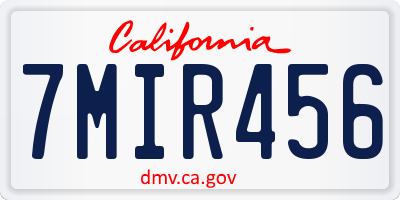 CA license plate 7MIR456