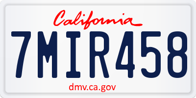 CA license plate 7MIR458