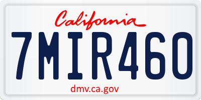 CA license plate 7MIR460