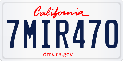 CA license plate 7MIR470