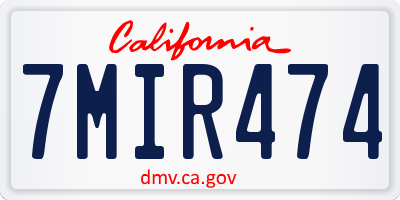 CA license plate 7MIR474