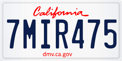 CA license plate 7MIR475